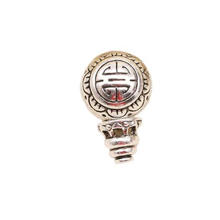 泰银佛头 寿字双面三通108佛珠手串DIY木头串珠材料 S925纯银配件