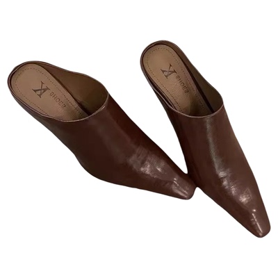 坡跟包头软皮高跟凉拖女夏季外穿