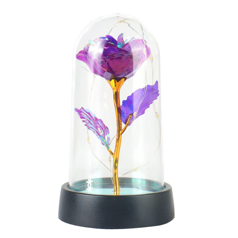 发光炫彩永生花玫瑰花小夜灯礼物