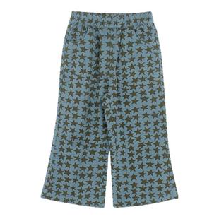 大耳象女童星星微喇裤秋季新款宝儿纯棉气质百搭满印长裤子