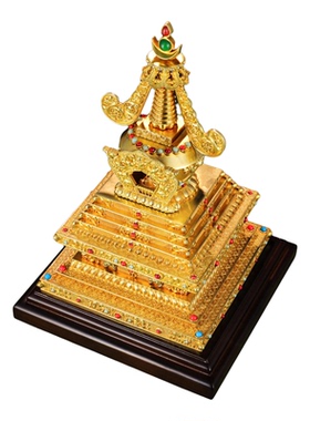 黄铜转轮菩提舍利塔供奉摆件