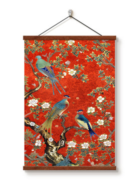 喜上枝头新中式花鸟客厅装饰画
