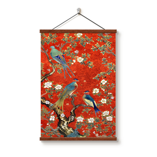 喜上枝头新中式花鸟客厅装饰画好寓意进门玄关挂画沙发背景墙挂件