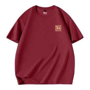 班尼路S&K纯棉短袖t恤男款春季2026新年本命年衣服红色打底衫男A