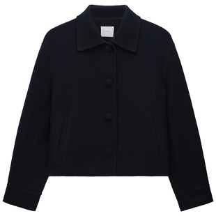 【特享折扣】欧时力 澳大利亚美丽诺羊毛呢外套翻领落肩2025秋冬