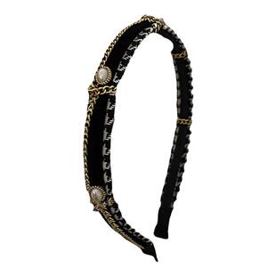 黑色高级感珍珠小香风链条细发箍2026新款压发外出头饰发卡头箍女