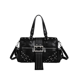 JOZY原创设计机车爱妃手提包女2025新款铆钉托特包时髦单肩斜挎包