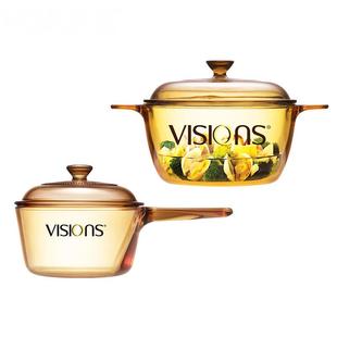 正品康宁VISIONS晶彩透明锅汤锅玻璃 VS-3-RV/CN 3升方形煮锅炖锅