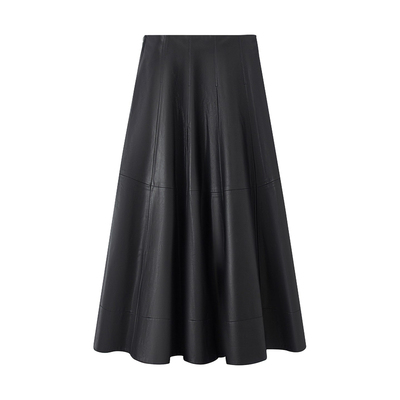 艾诺丝国内代购2025冬季新款高腰A字皮裙通勤中长半身裙AR354117