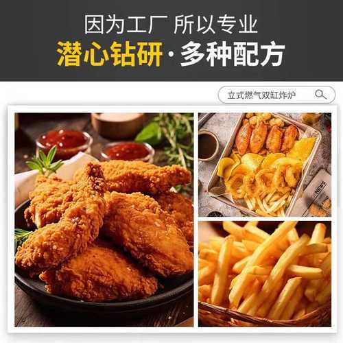 千麦立式燃气双缸炸炉连柜座商用大型豪华组合炉油炸锅电炸炉