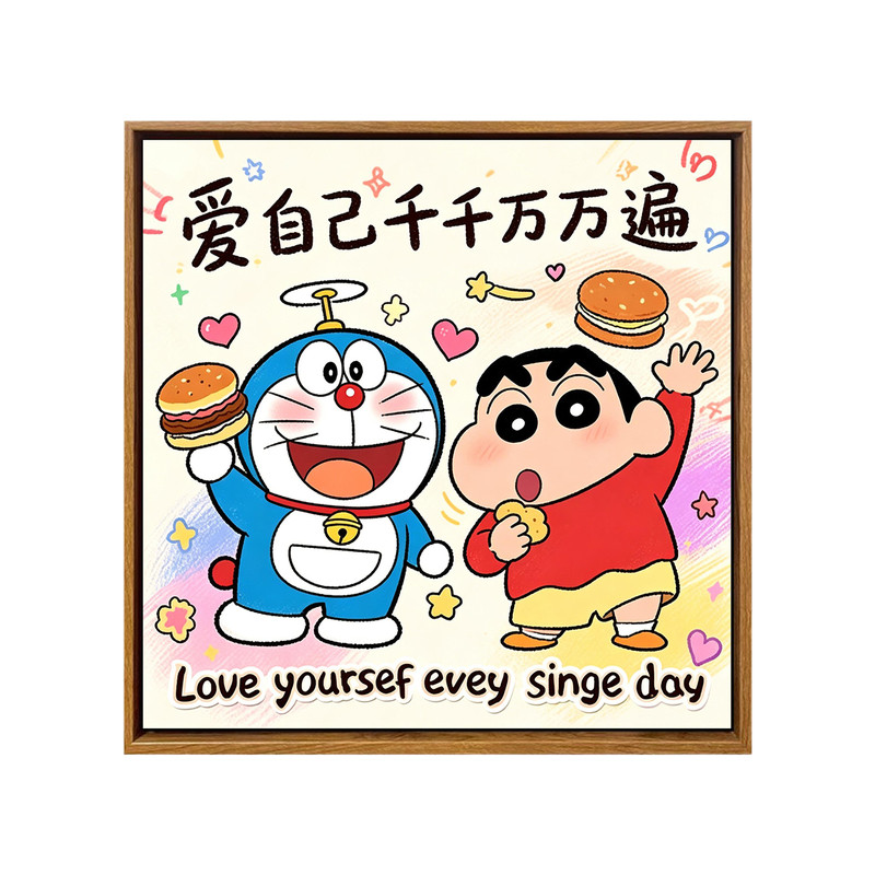 治愈蜡笔小新祝福语DIY数字油画