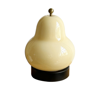 中古法式奶油梨子台灯卧室床头书房客厅充电触摸便携氛围感小夜灯