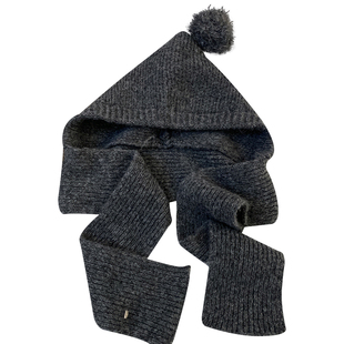 韩版可爱毛球蓝色巴拉克拉法帽女生冬季加厚保暖针织帽子围巾一体