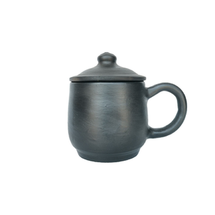 纯手工非遗传承养生天然土窑柴烧经典怀旧个性茶具带盖黑陶马克杯