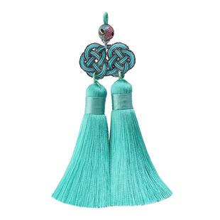 纯手工中国结真丝人造丝双流苏古风穗子包挂饰品项链毛衣链吊坠