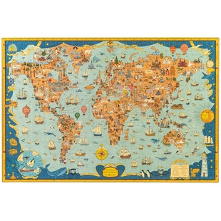 猫的天空之城拼图1000片世界地图穿梭世界旅程成年人治愈解压拼图