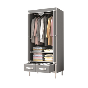 简易衣柜出租屋宿舍单人布衣柜卧室家用经济型组装挂衣橱结实耐用