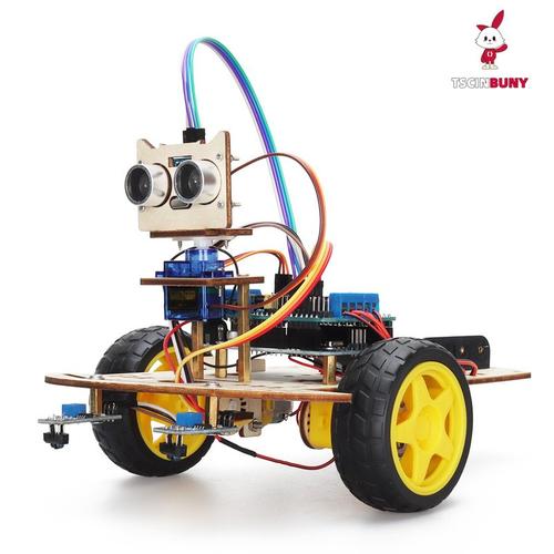 兼容arduino智能小车可编程两轮超声波绘画机器人小车避障套件DIY