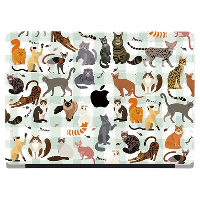 格子猫咪集合Mac13寸M1保护套air15寸电脑壳pro13MacbookM4Pro14