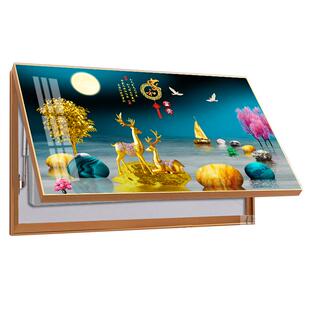 电表箱装饰画大尺寸免打孔配电箱遮盖餐厅液压杆上翻镶钻晶瓷挂画