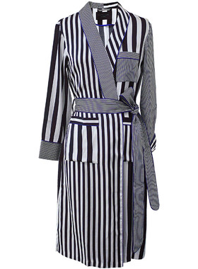 桑罗设计师条纹系带外穿家居服