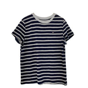 经典条纹短袖女2026春夏新宽松常规圆领柔软麻棉日常休闲T恤上衣