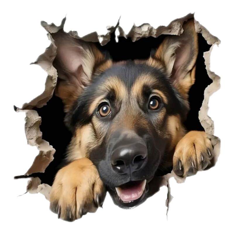 新款德牧贴画德国牧羊犬3D立体效果搞笑墙贴门贴车贴行李箱贴自粘