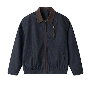春季复古丹宁蓝拼接翻领牛仔外套男cleanfit短款底特律飞行夹克潮
