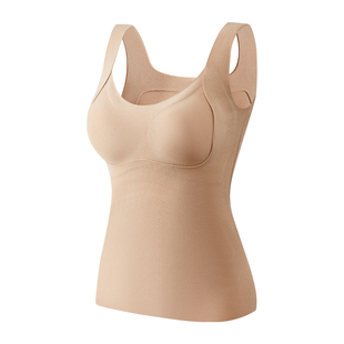 猫人德绒保暖背心吊带女带胸垫一体冬季加绒2025新款无痕打底内衣