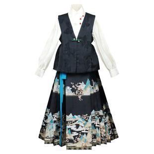 本格儿童马面裙汉服女大童千里江山2025春秋套装高级新款上衣