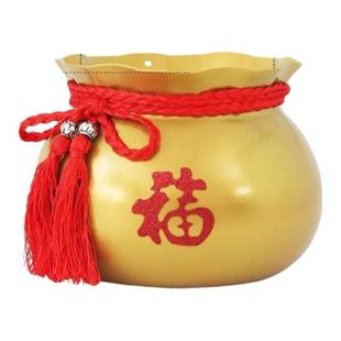春节元宵喜庆福字福桶抱抱桶发财果红果插花桶摆件客厅麦穗干花桶