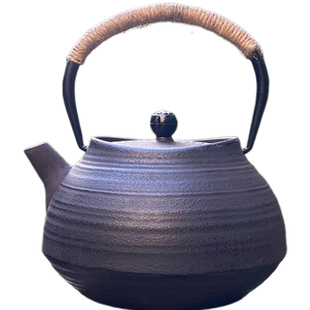 元宝铁壶南部铁器日式铸铁茶具纯手工烧水壶螺纹壶布袋平叽纹茶壶