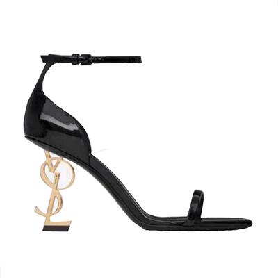 字母跟一字带高跟鞋新款凉鞋