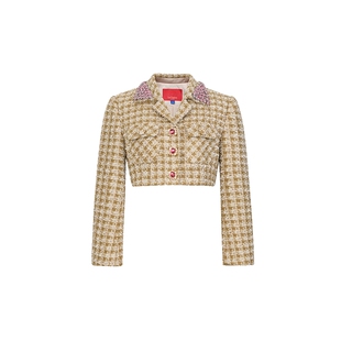 【明星同款】lefame拉飞姆贵气钻链小香风粗花呢短款外套