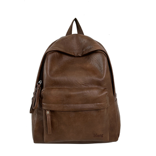 迪木尔风复古软皮质感双肩包女大学生书包防水旅行14寸电脑背包男