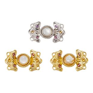 秋山夜雨 复原明代云卷云舒子母扣银镀金铜镀金新中式扣子bjd儿童