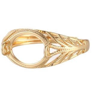 简约日韩时尚戒指空托女 镶嵌蜜蜡绿松石琥珀南红18K金开口戒指托