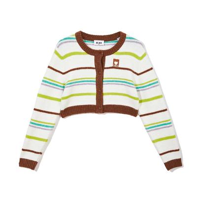 [新]MLMR冬装新款多巴胺穿搭条纹针织衫甜辣小上衣糖果色开衫毛衣