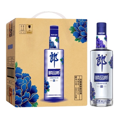 郎酒 顺品郎蓝顺480浓酱兼香型白酒45度480ml*6 光瓶酒 非原箱