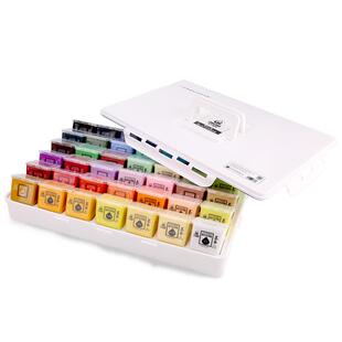 青竹水粉颜料套装小盒装42色80ml经典黑颜料盒白颜料水粉画染料工具24色30ml流光白无甲醛青竹画材美术生专用