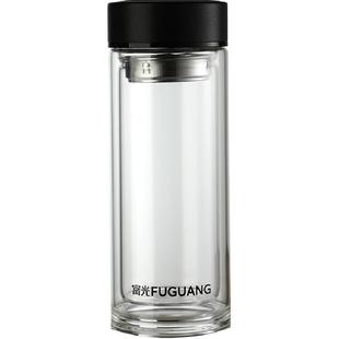 富光双层玻璃杯高硼硅防烫商务男士办公杯泡茶水杯厚底车载杯子