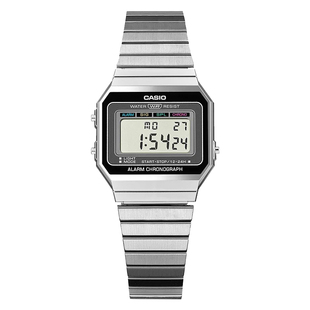 CASIO卡西欧手表小方块中性复古数显时尚小银块小方表A700W礼物