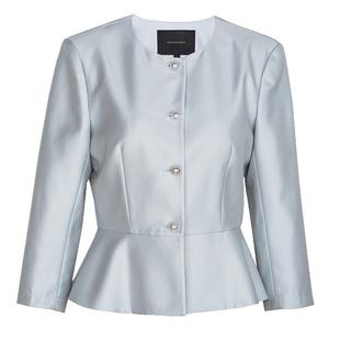 罗衣正式场合光泽感修身短外套女早春知性职业显瘦长袖上衣09101