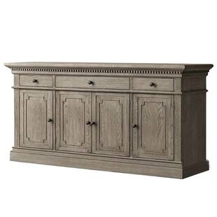 美式实木餐边柜卯榫小户型客厅做旧四门电视柜法式原木复古餐边柜