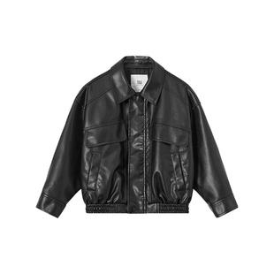 多多家男童皮衣外套2025春秋新款儿童中大童宽松休闲夹克上衣秋装