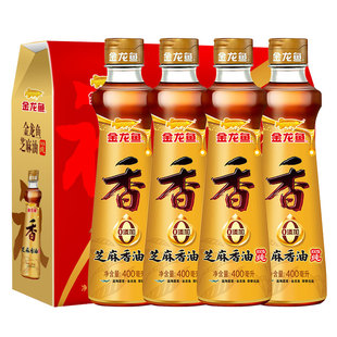 金龙鱼芝麻油400ml*4瓶礼盒 家用香油火锅蘸料调味凉拌春节福利
