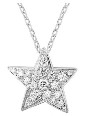 潮港福18K白金不规则彗星项链潮