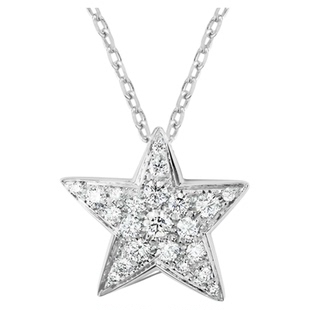 潮港福18K白金满钻彗星项链 女纯银不规则五角星锁骨链轻奢高级感