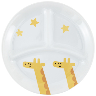 日本进口卡通儿童餐具分格盘早餐盘陶瓷分隔盘釉下彩圆盘早餐杯