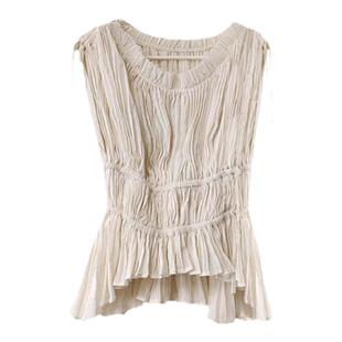 【SALE】【ASSIGNMENTS】蕾虎设计感褶饰抽绳上衣无袖内搭女装